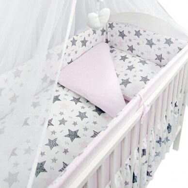 Apsauga lovytei Ankras 360cm aplink visą lovytę - su rožine spalva
